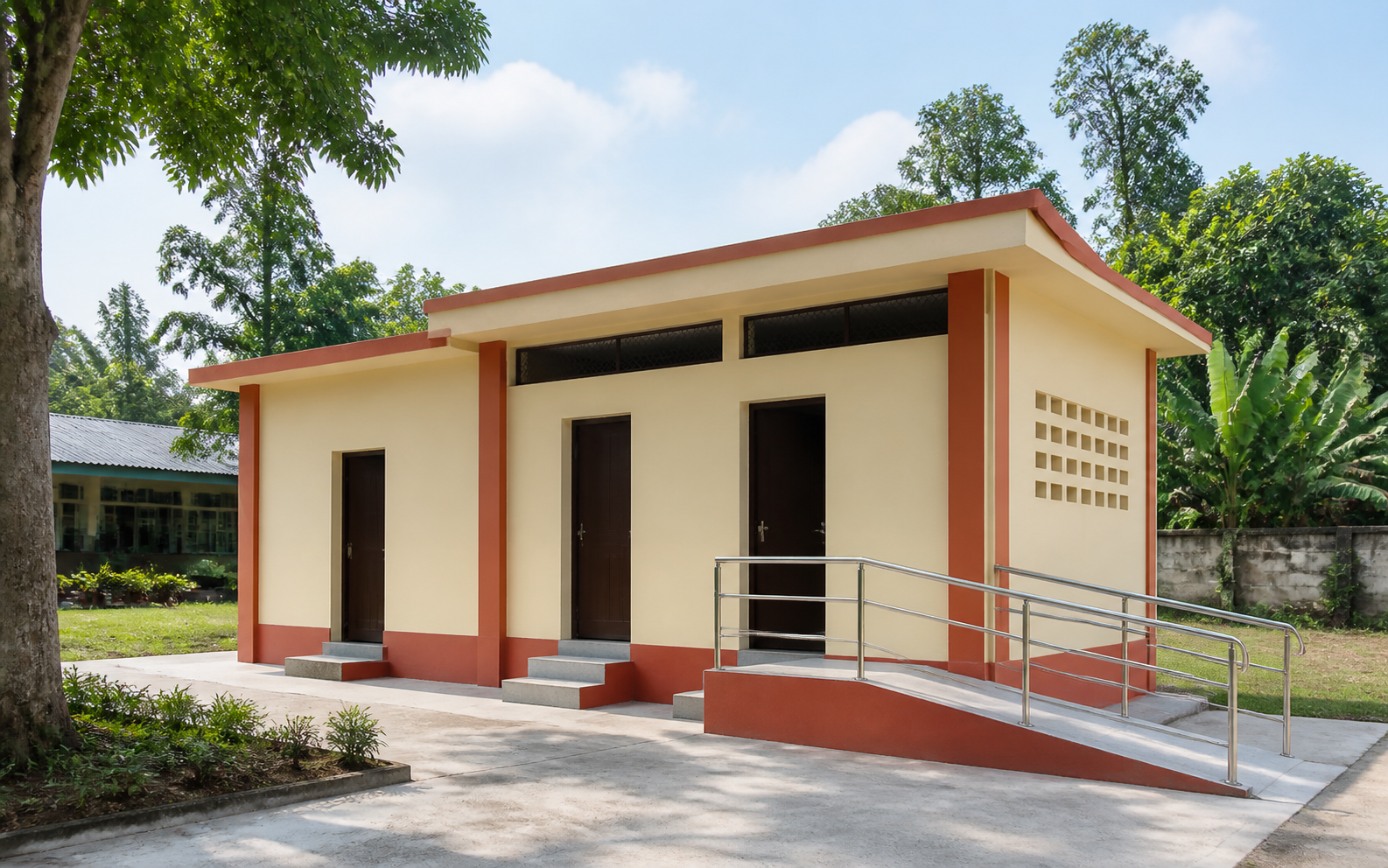Representative completed accessible school WASH facility in Bangladesh