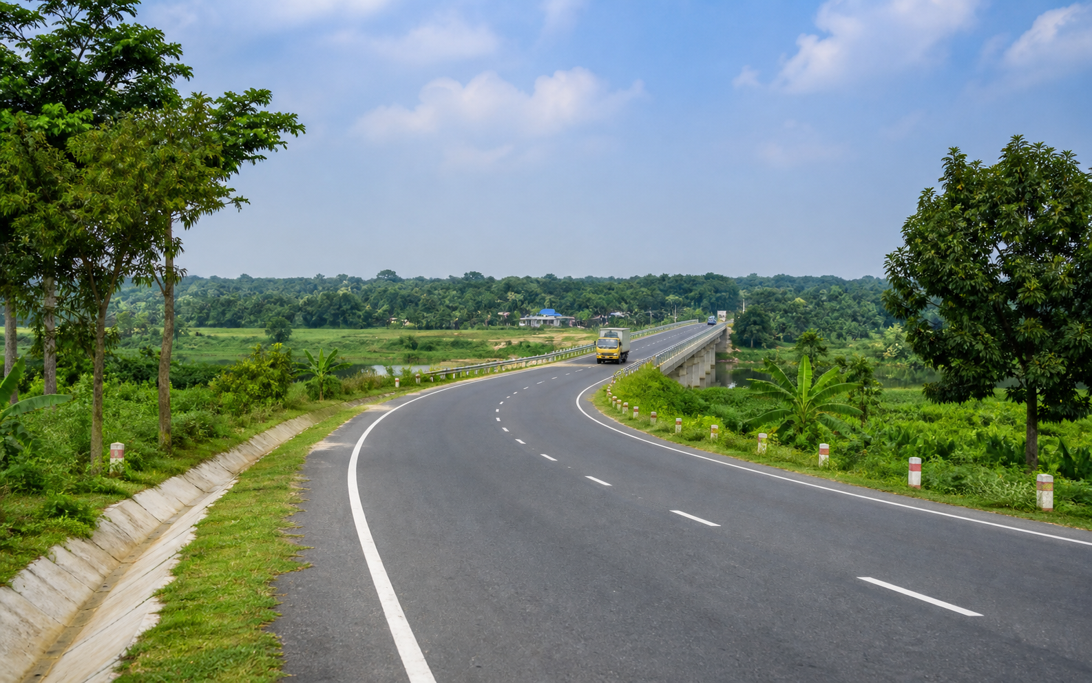 Representative RHD road corridor and bridge in Bangladesh