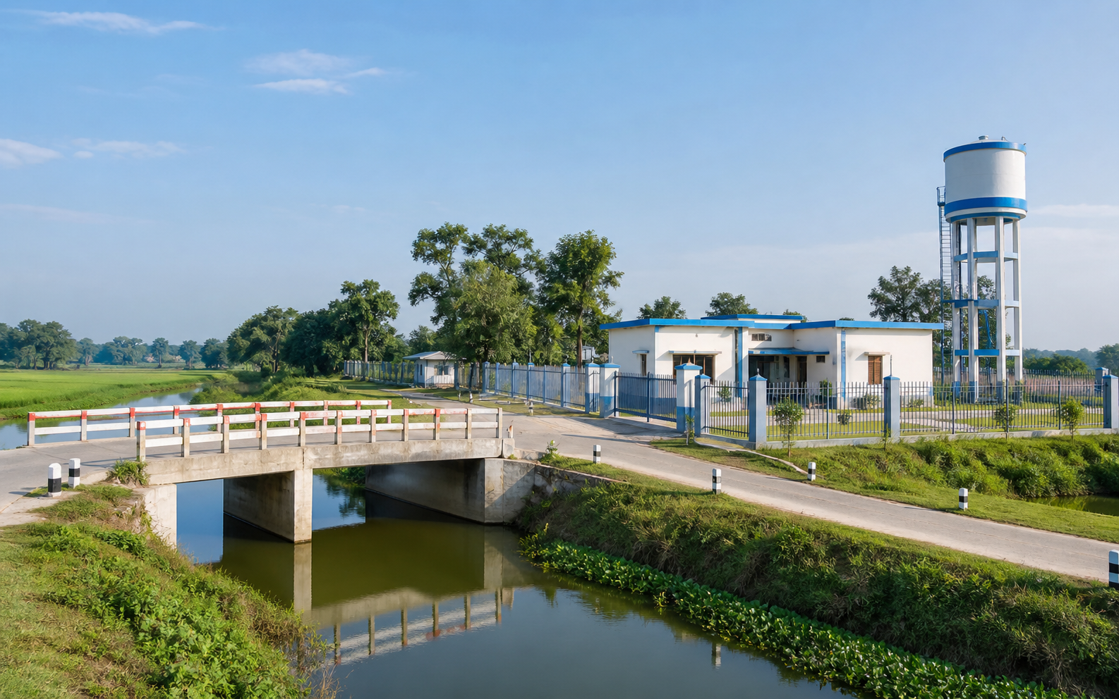 Representative completed bridge and water-supply infrastructure in Bangladesh